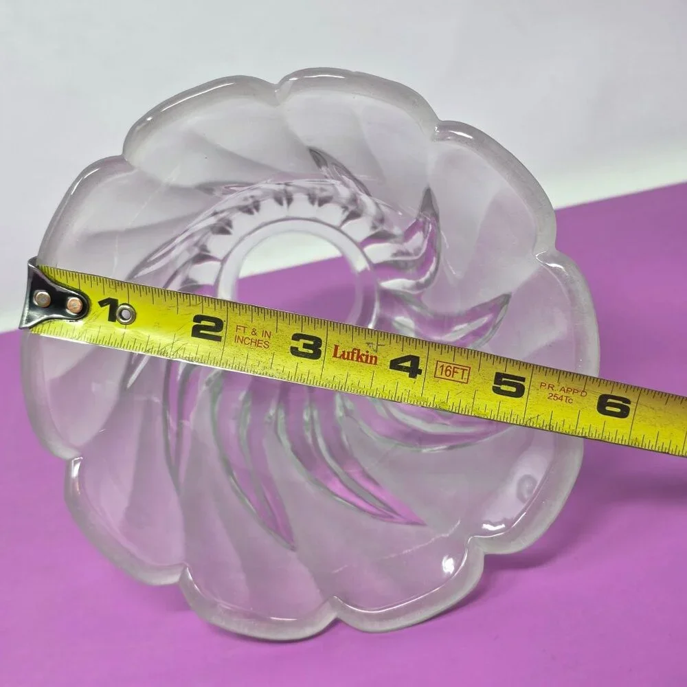 Vintage Clear & Frosted Glass Light‎ Shade With Swirl Design